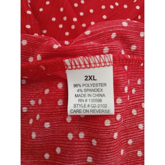 Cure Women's Blouse Tunic Red‎ White Polk Dot Short Sleeve Ruffle Sleeve 2XL - Picture 14 of 14